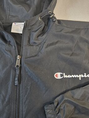 Classic Champion Windbreaker XL Stadium Packable Half Zip Jet Black
